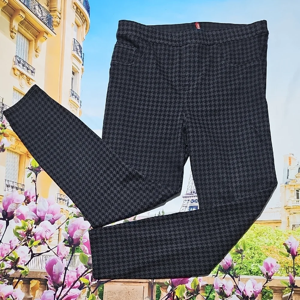 Spanx Black and Gray Houndstooth High Waist Leggings Pants Size XL - Picture 1 of 5
